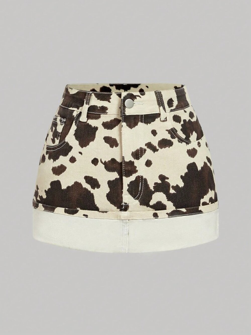 Multicolor Casual Elegant Women's All-Over Print Skinny Fitted Denim Mini Skirt